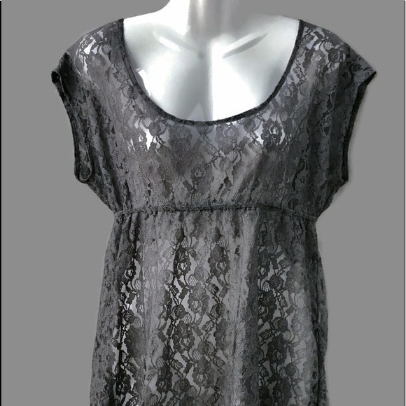 Free People Pewter Color Lace Tunic Top, Large - Picture 5 of 7